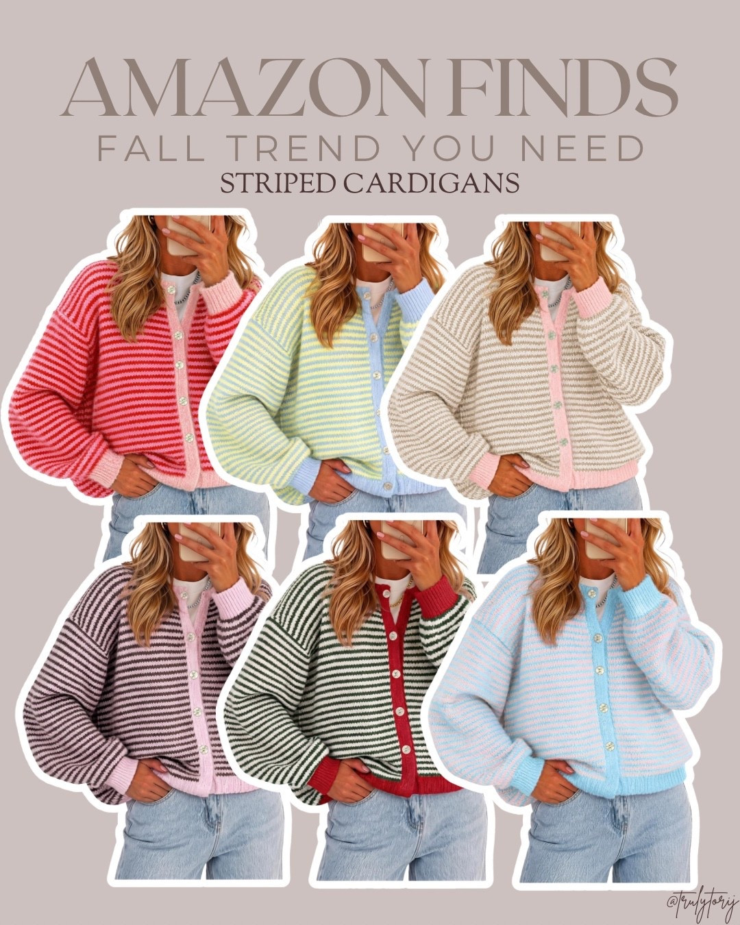 Amazon’s fall cardigan game is getting TOO good. 😍🍂☕️ Comment “CARDI” and I’ll send you the link! 🛒

Hello to the cutest striped cardigans!

I am obsessed with the colors, the oversized fit, and the fun contrast details on these! 🤩 They’re perfect for throwing on with jeans for an easy everyday outfit, and there are SO many color combinations to choose from.

These are giving expensive boutique cardigan… but Amazon price. 👀👏🏼

Which color are you grabbing?! ❤️👇🏼

#amazonfashion #amazonfinds #amazonstyle #fallfashion #falloutfits #cardigan #stripedcardigan #amazonclothing #affordablefashion #fallstyle

#LTKootd