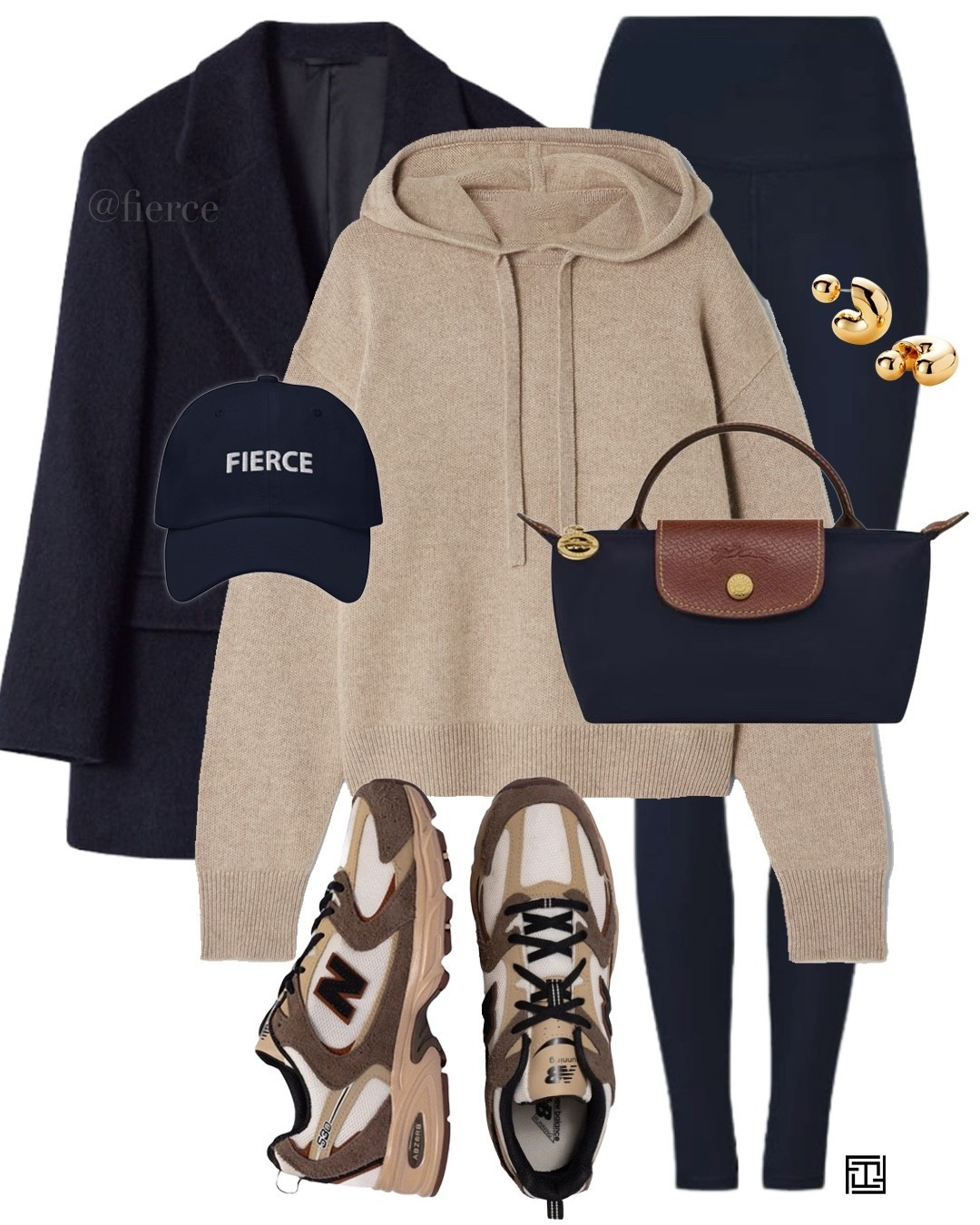 Navy leggings navy blazer beige hooded jumper brown beige new balance 530 mini navy Longchamp bag fierce navy baseball cap casual weekend athleisure outfit school drop off coffee break shopping 

#LTKautumn 

#LTKeurope #LTKuk