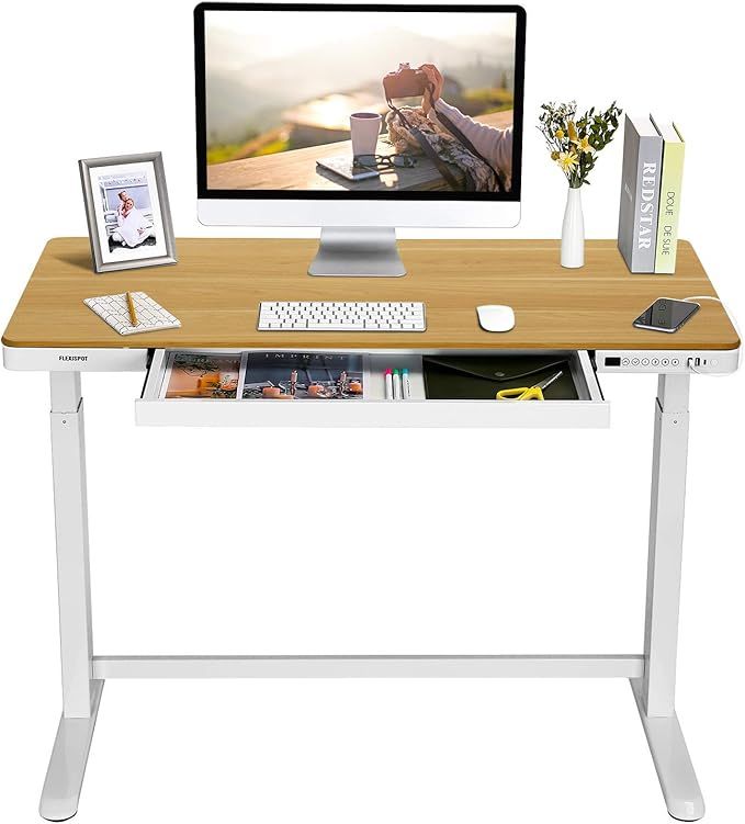 SANODESK Standing Desk with Drawer, Electric Height Adjustable Home Office Desk with Storage & US... | Amazon (US)
