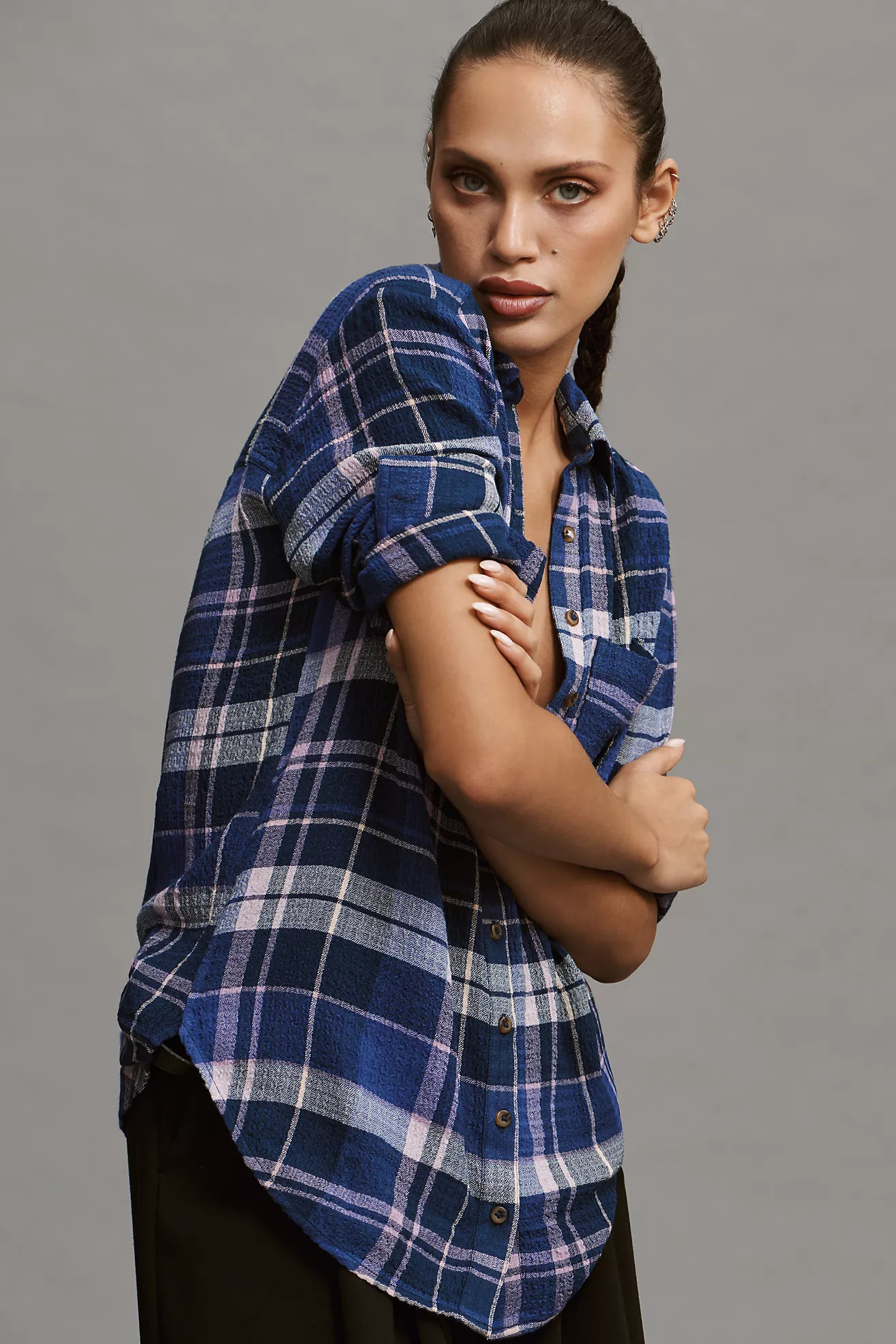 Pilcro Relaxed Plaid Buttondown Shirt | Anthropologie (US)