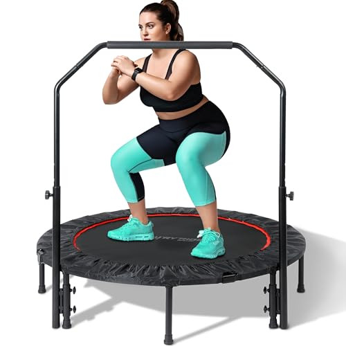 40"/48" Foldable Mini Trampoline for Adults 450/600 LB Rebounder Trampoline with Adjustable Foam Handle for Home Gym Small Exercise Trampoline for Indoor or Garden Workout | Amazon (US)