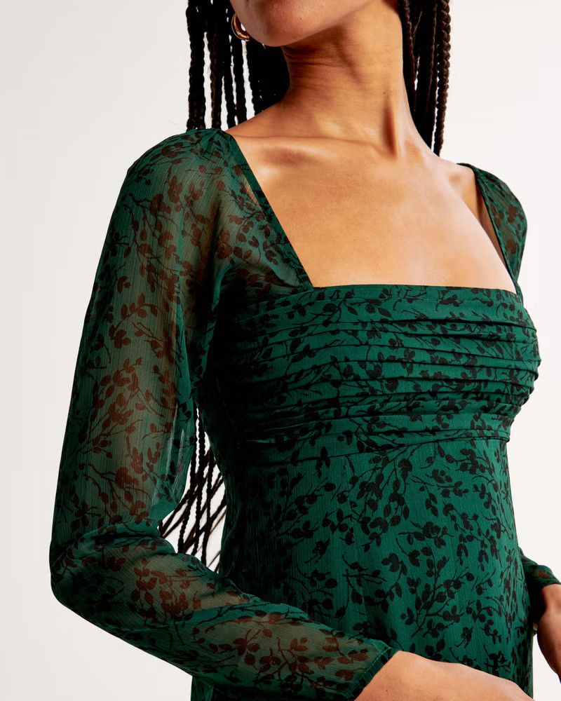 Women's Emerson Chiffon Long-Sleeve Midi Dress | Women's Dresses & Jumpsuits | Abercrombie Fall Dres | Abercrombie & Fitch (US)