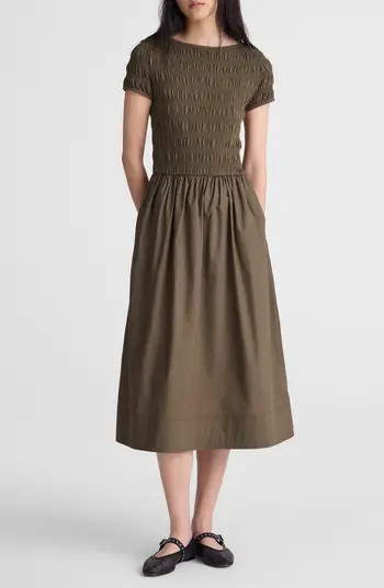 Smocked Boatneck Midi Dress | Nordstrom