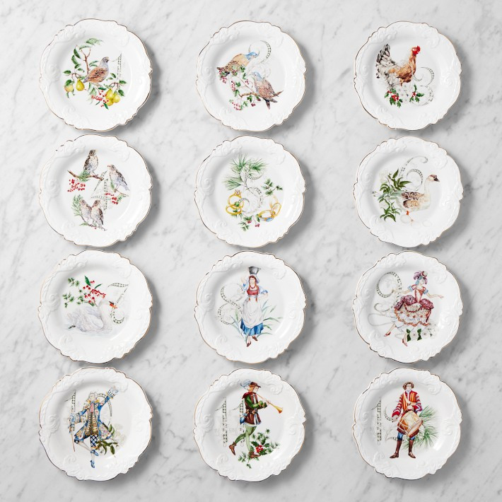 12 Days of Christmas Embossed Plates, Set of 12 | Williams-Sonoma