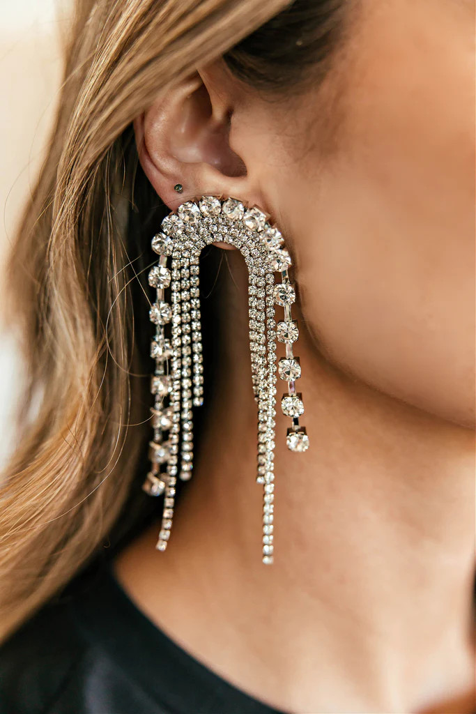 AS SEEN ON ASHLEE NICHOLS!! The Daniela Crystal Drop Earring in Silver | Glitzy Bella