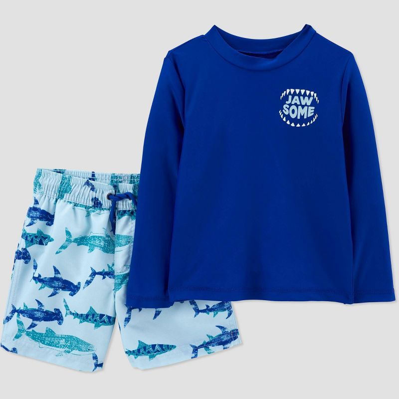 Toddler Boys' Shark Print Rash Guard Set - Just One You® made by carter's Blue | Target