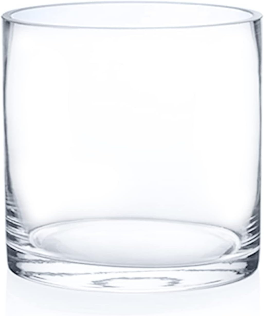 Clear Glass Cylinder Vase 5 x 5 Inches Round Flower Vase, Pillar Candle Hurricane Floating Candle Holder Vase, Small Floral Glass Vase for Decoration Home, Wedding Centerpiece (1 Piece) | Amazon (US)