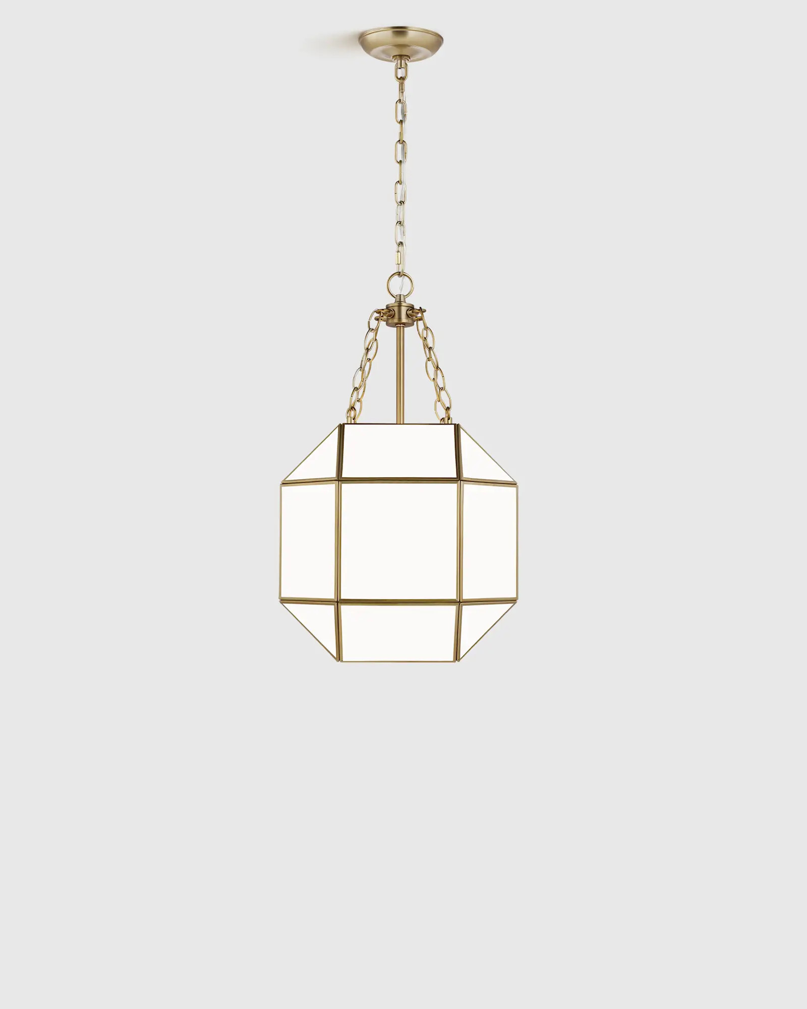 Geometric Steel Lantern Light in Brass | Quince