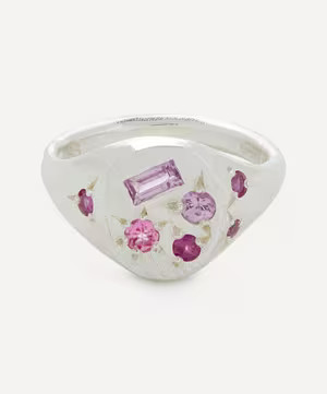 Silver with Pink Multi-Stone Signet Ring | Liberty London (UK)