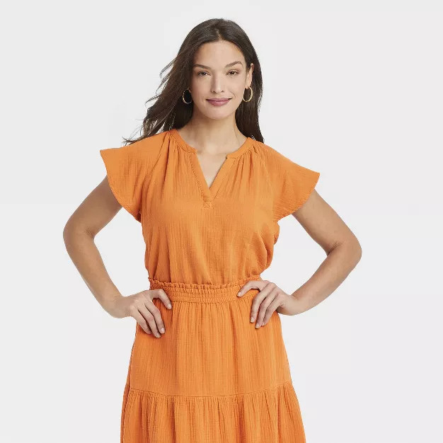 Women's Flutter Short Sleeve Blouse - Universal Thread™ | Target