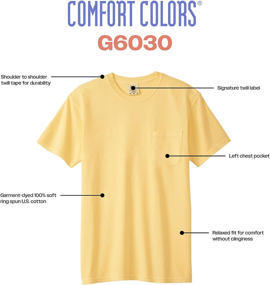 Comfort Colors Adult Short Sleeve Pocket Tee, Style G6030 | Amazon (US)