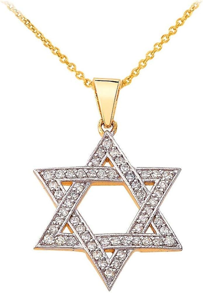 Dazzling 14k Gold Judaica Charm Jewish Star of David Pendant Necklace with Diamonds      
 Diamon... | Amazon (US)