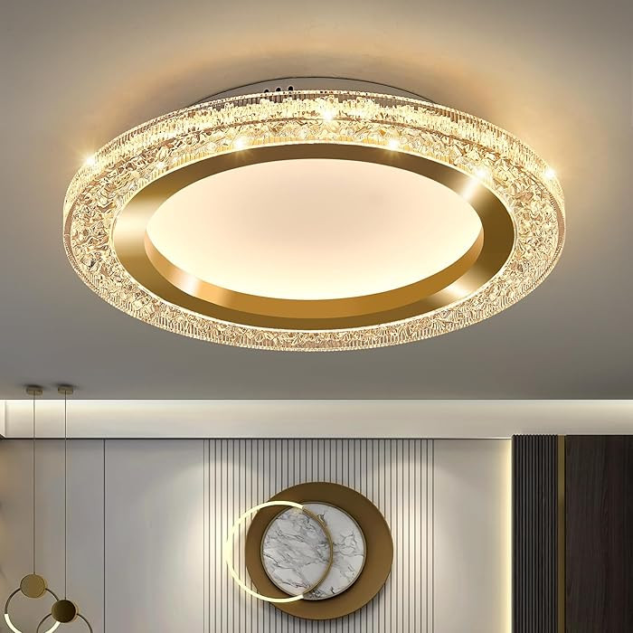 UOFUS 28W Gold LED Flush Mount Ceiling Light 12inch Modern Round Ceiling Light Fixture 3000K-6000... | Amazon (US)