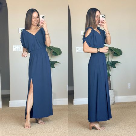Save 30% on this Petite friendly versatile maxi dress size small. Only $23.09 today! This versatile dress will be perfect for so many occasions! You can dress it up or down!  Date night dress l graduation dress l baby shower dress l brunch dress  Heels | strapless bra | necklace | handbag crossbody

#LTKunder50 #LTKstyletip #LTKsalealert