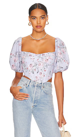 Kiah Corset Top in Rose Floral | Revolve Clothing (Global)