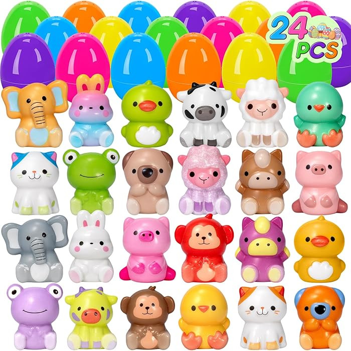 24 PCS Prefilled Easter Eggs with Toys Slow Rising Squishy Toys Easter Basket Stuffers for Toddle... | Amazon (US)