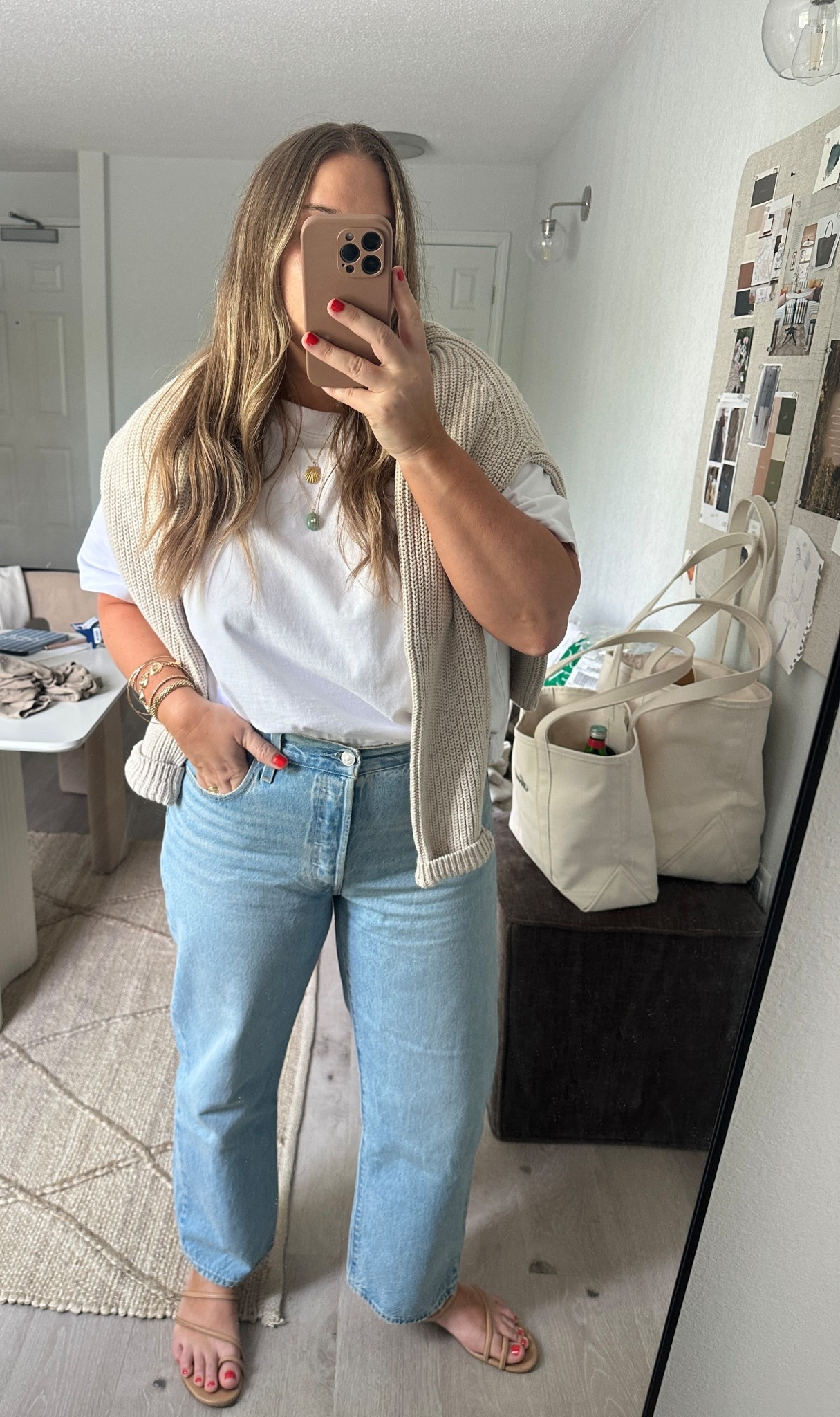 Jean: 501 90 ankle ( also comes in non ankle) i size up one for comfy/ relaxed fit. Perfect for full length no hem option if you’re until 5’5! If taller they will be more ankle bone length

Hit right above my belly button but semi mid rise ( still higher on me so i love!) 

Tee- true to size mid weight thicker white tee. LOVE! 

Sweater- tts . Color: Speckled beige ( no speckles its solid ) 

Levis jeans / quince / summer outfit / sprinf outfit / casual outfit

A great light wash - 100% cotton no stretch. A true cotton denim! 

#LTKFindsUnder50 #LTKFindsUnder100 #LTKPetite