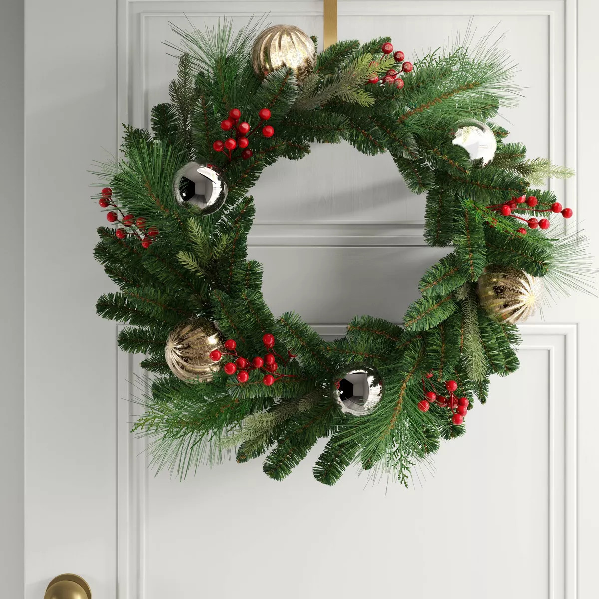 28" Decorated Mixed Greenery Artificial Christmas Wreath Green - Wondershop™ | Target