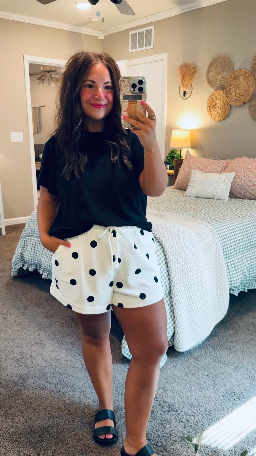 I'm all about easy pieces this time of year! 🖤 These Target polka dot shorts are fun, comfortable, and make getting dressed effortless. 🤍

sandals: sold out, but linking similar options below!
shorts: fit true to size // wearing a large
tee: fits true to size // wearing a large 

 #LTKMidsize
