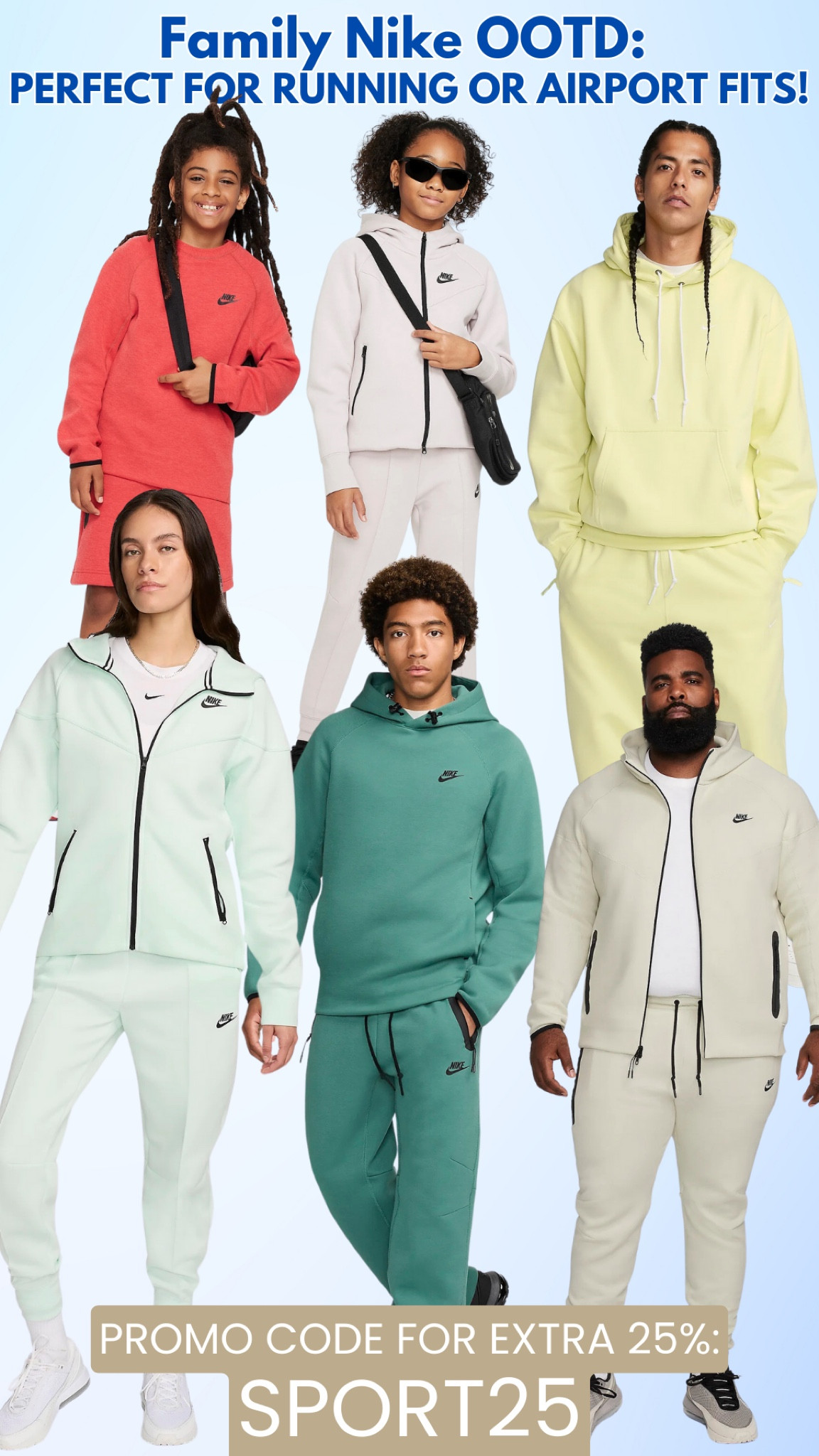 Ready to elevate your family's style and comfort? Check out our favorite Nike OOTD picks—perfect for running errands or catching flights! 🌟✨

Nike's New Styles: Up to 40% Off sale is on, plus get an extra 25% off with promo code 'SPORT50'. Our top picks: sweatshirts, hoodies, and joggers, available in all sizes and colors. 🏃‍♂️👟✈️

Upgrade your family's wardrobe today! 💙

#NikeOOTD #FamilyStyle #RunningGear #AirportOutfits #NikeSale #SportyFamily #MomLife #FamilyFashion #NikeDeals #FashionDeals #Nike


#LTKActive #LTKFamily #LTKxNSale