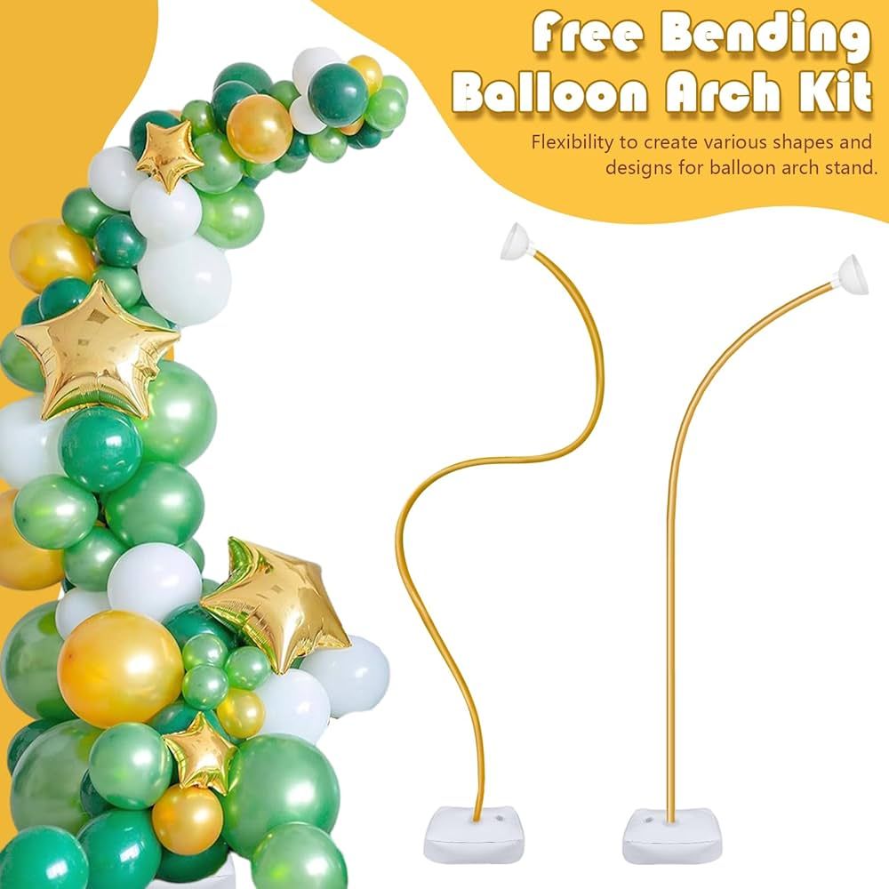 OurWarm 9.35Ft & 6Ft Gold Balloon Arch Stand, Free Bending Shape Balloon Arch Kit, Half Arch Balloon Stand with Base for Floor, Ideal for Wedding Birthday Baby Shower Graduation 4th of July Decoration | Amazon (US)