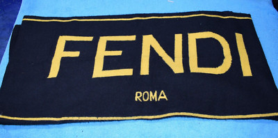 Fendi Roma wool cashmere Yellow Black Logo Scarf winter womens mens  | eBay | eBay US