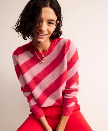 Candy strip cashmere jumper 
Perfect workwear outfit 
Red and pink stripe 


#LTKover40 #LTKmidsize #LTKfamily