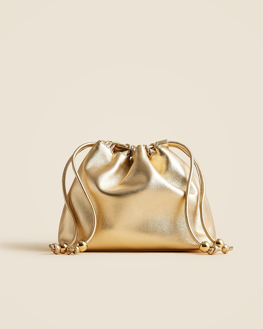 Drawstring pouch bag in metallic leather | J. Crew US