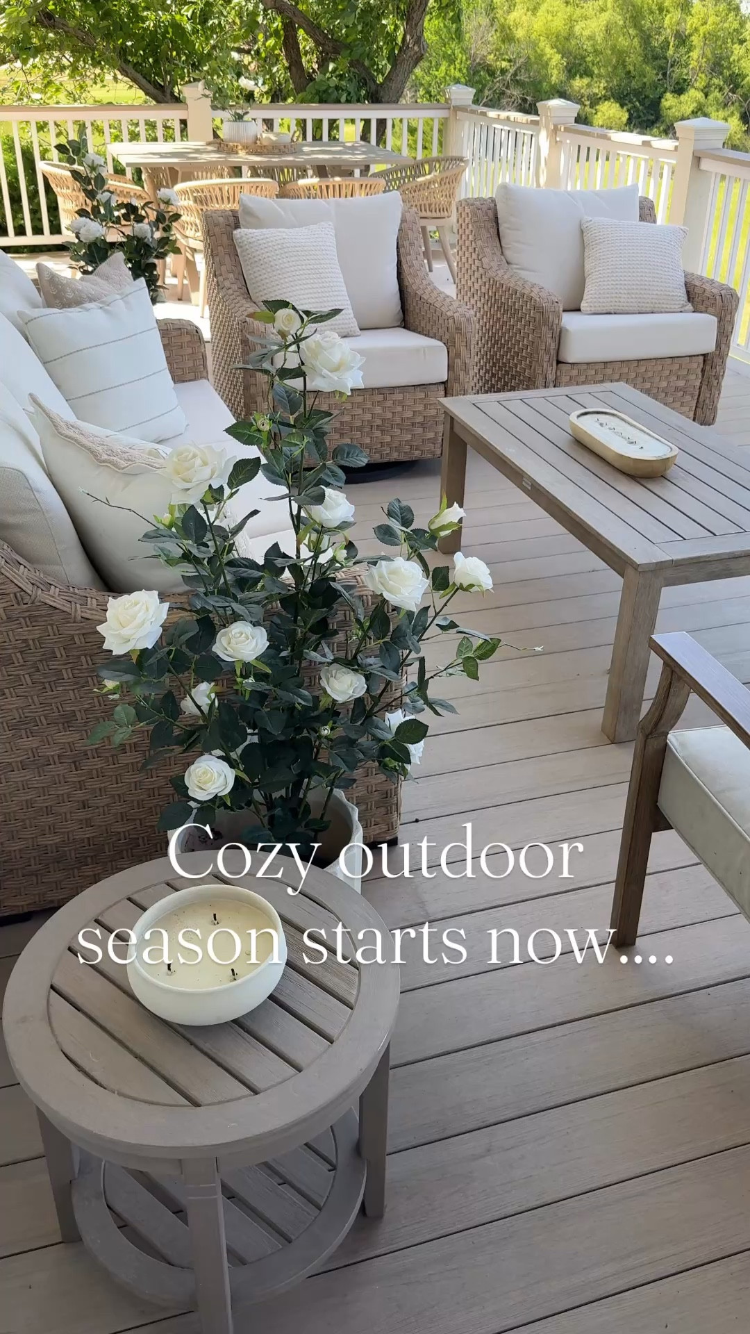 Outdoor living space inspo, outdoor furniture, patio furniture, outdoor dining set, outdoor table, outdoor decor, faux flower, outdoor rug, Walmart patio furnituree

#LTKHome #LTKSaleAlert