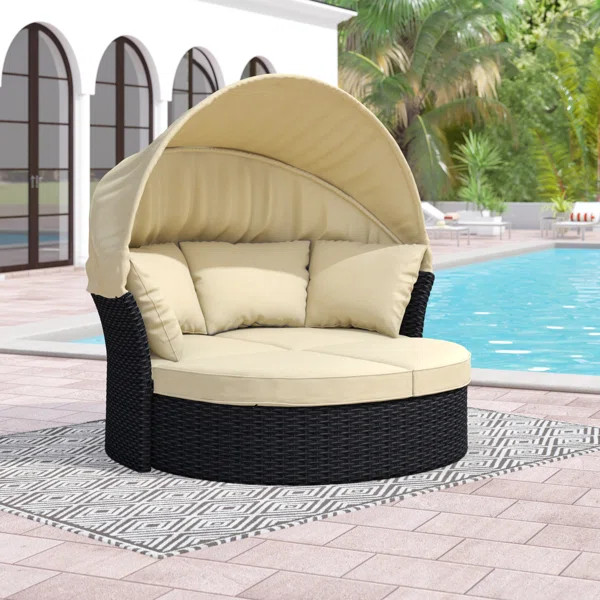 Gower 71'' Wide Outdoor Wicker Patio Daybed with Cushions | Wayfair North America