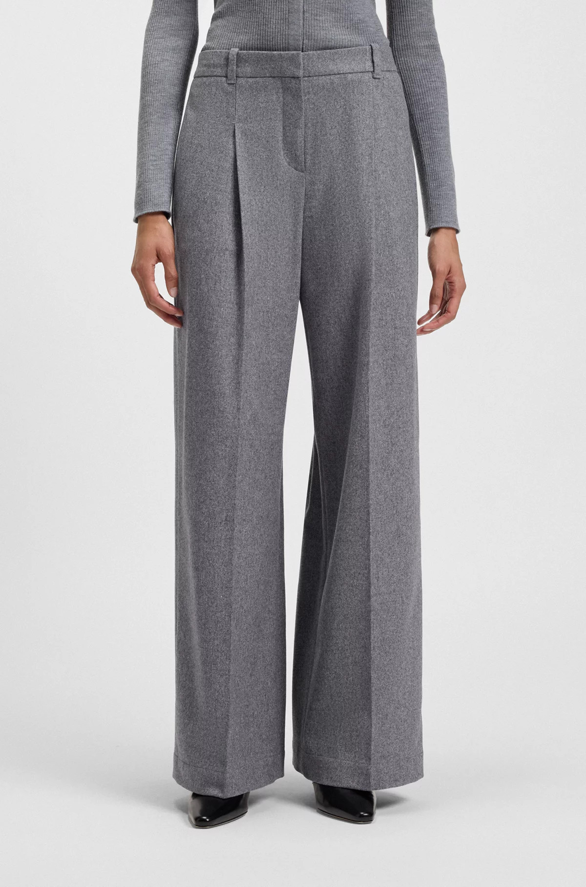 Regular-Fit Hose aus softem Flanell mit weitem Beinverlauf | Hugo Boss DE