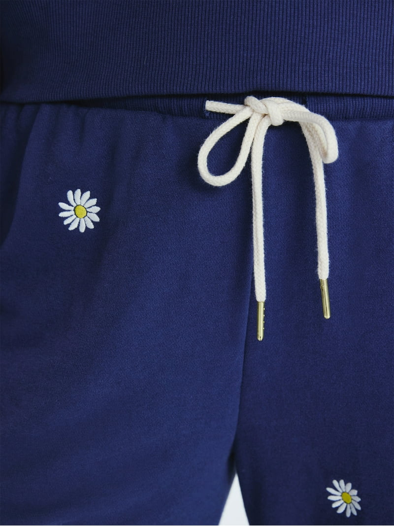 Free Assembly Women's and Women's Plus Embroidered Cropped Sweatpants, 23" Inseam, Sizes XS-4X | Walmart (US)