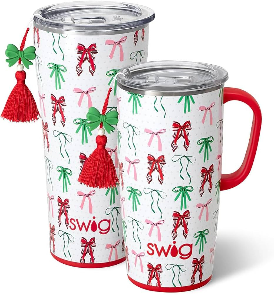 Swig Life Ribbons and Bows XL Set, 32oz Triple Insulated Tumbler with Lid + 22oz Travel Mug with ... | Amazon (US)