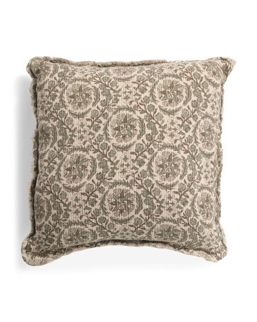 22x22 Rib Print Reversible Frayed Edge Pillow | TJ Maxx