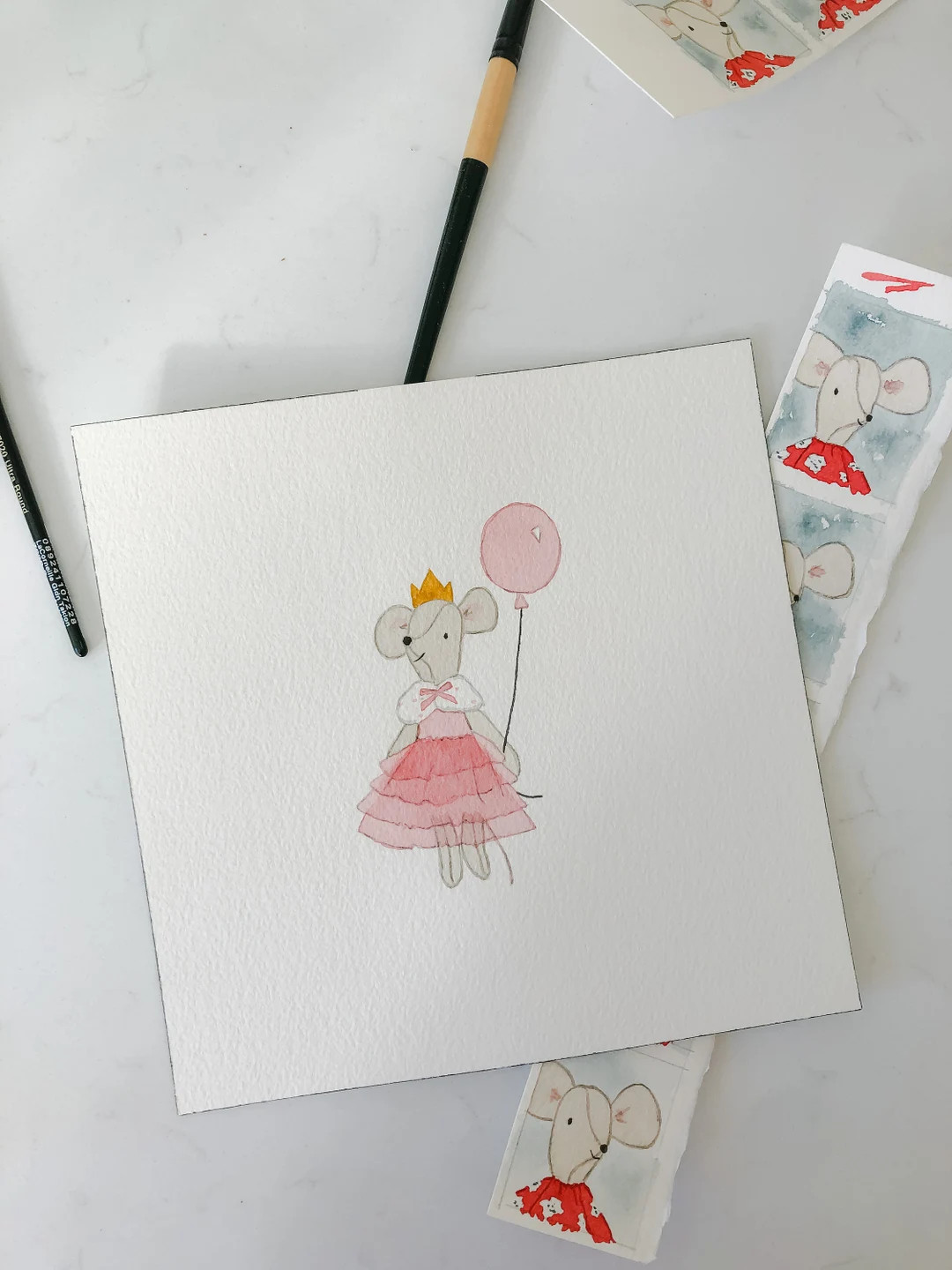 Maileg birthday princess mouse watercolor portrait | Etsy (US)