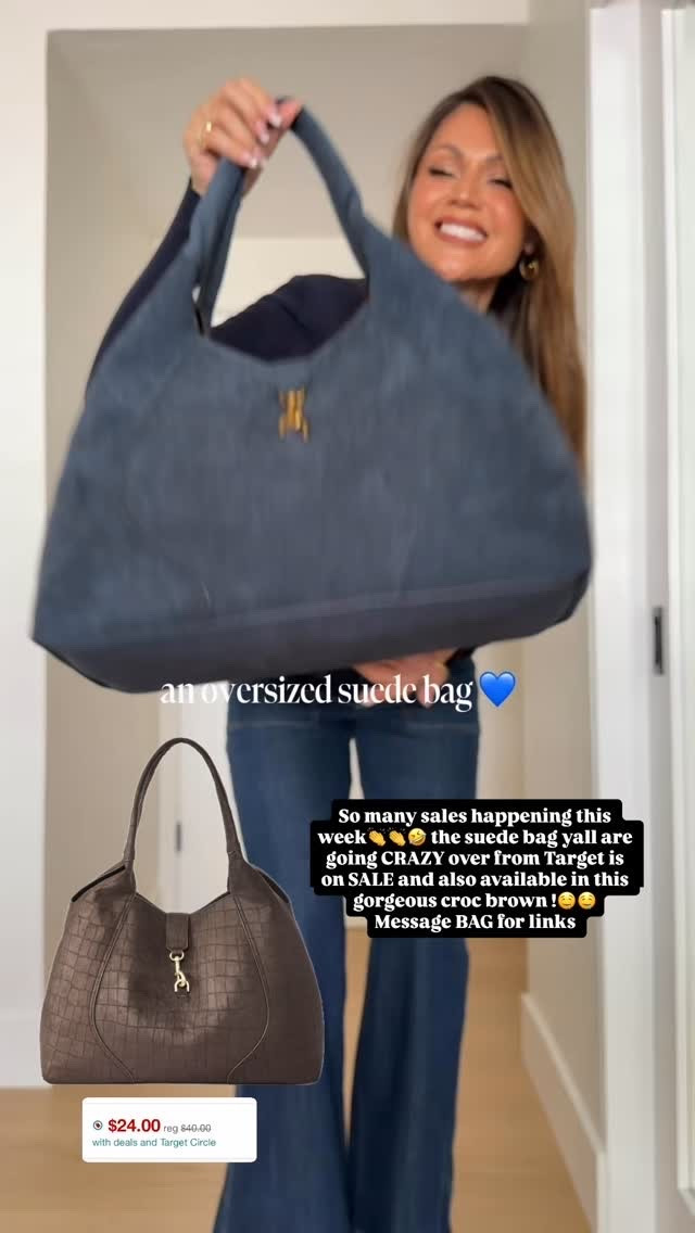 So many sales happening this week👏👏🤣 the suede bag yall are going CRAZY over from Target is on SALE and also available in this gorgeous croc brown !🤤🤤
Message BAG for links