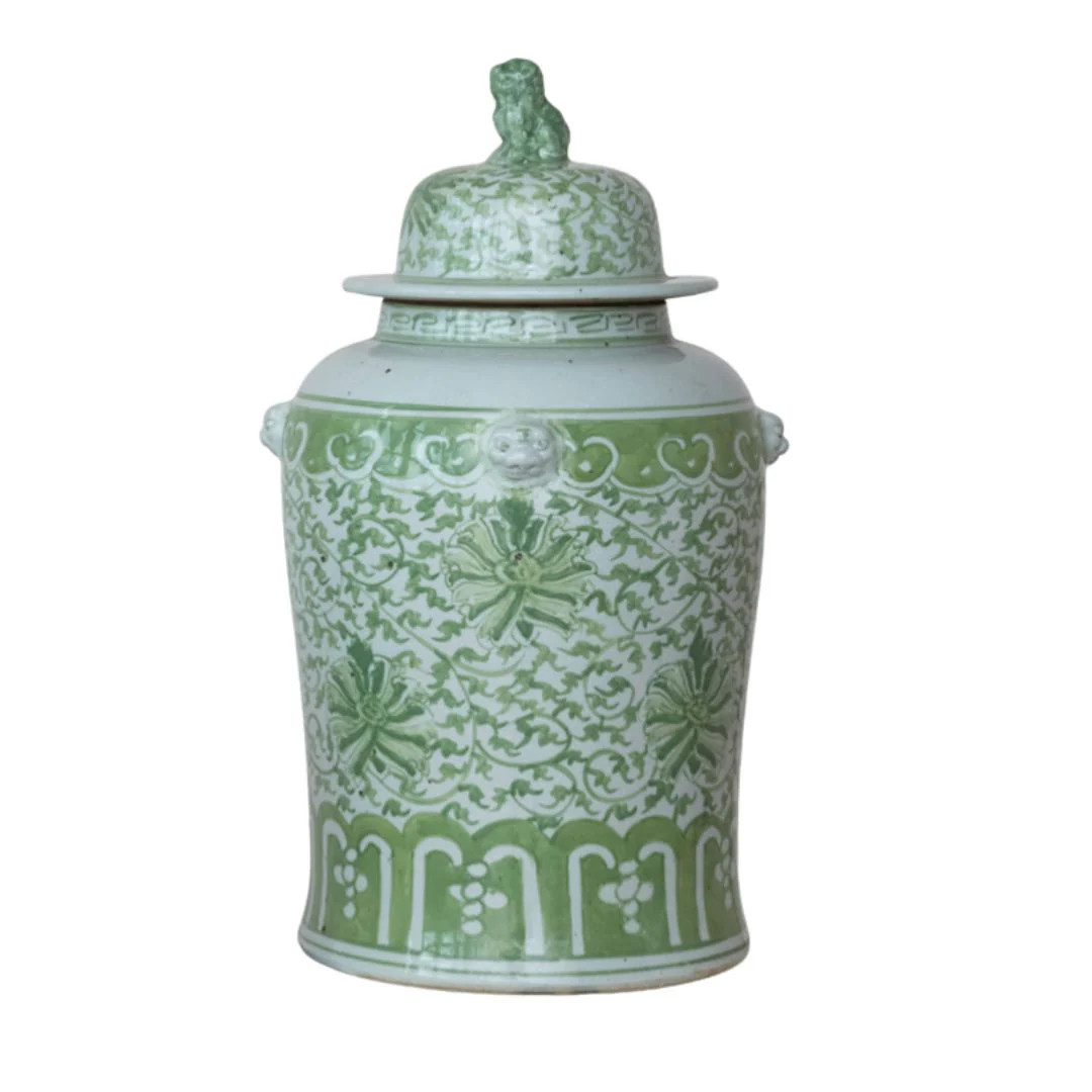 Ginger Jar with Floral Pattern & Foo Dog | The Horseshoe Crab