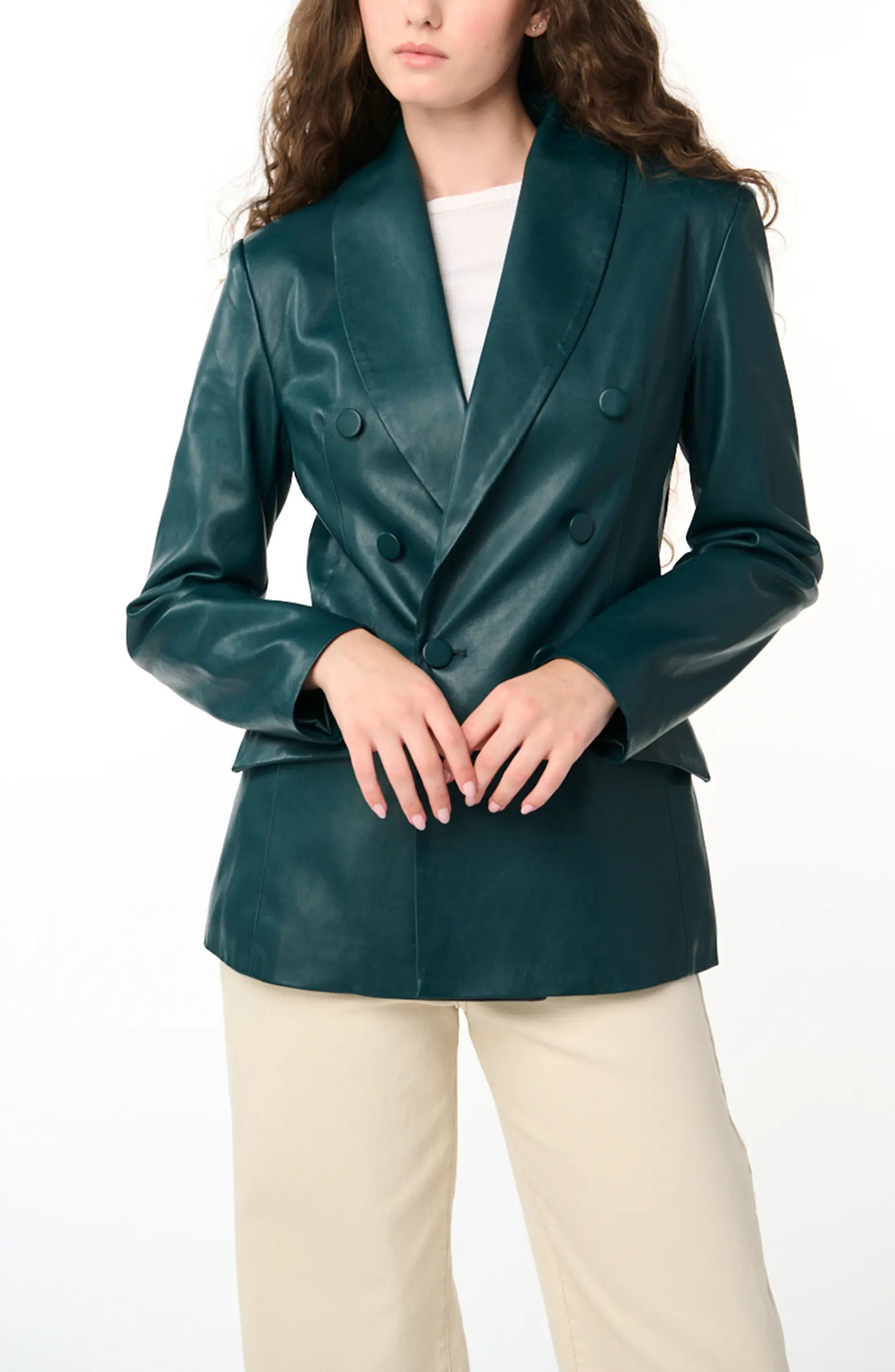 Double Breasted Faux Leather Blazer | Nordstrom