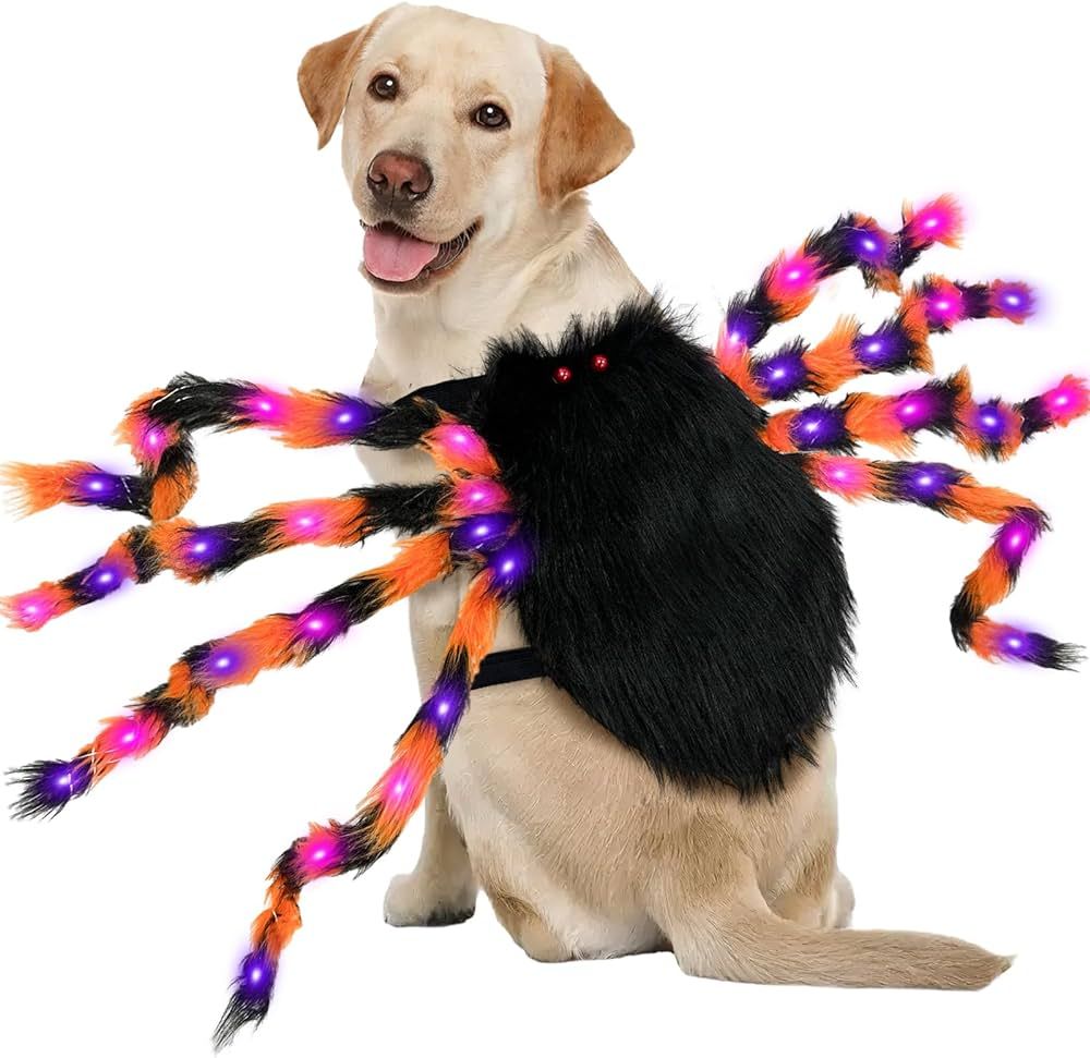 OurWarm Dog Halloween Costumes for Pets 50 LED Furry Giant Dog Spider Costume Funny Dog Costumes ... | Amazon (US)