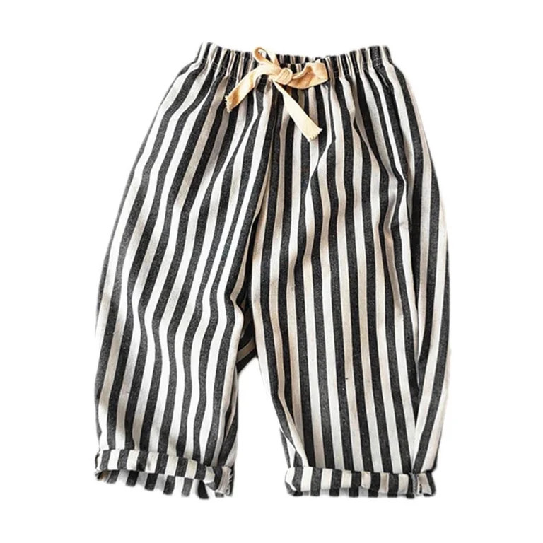 JoyHoop Boys' Cotton Linen Harem Bloomers Pants for Baby Toddler Striped Bloomer Elastic Basic Ha... | Walmart (US)