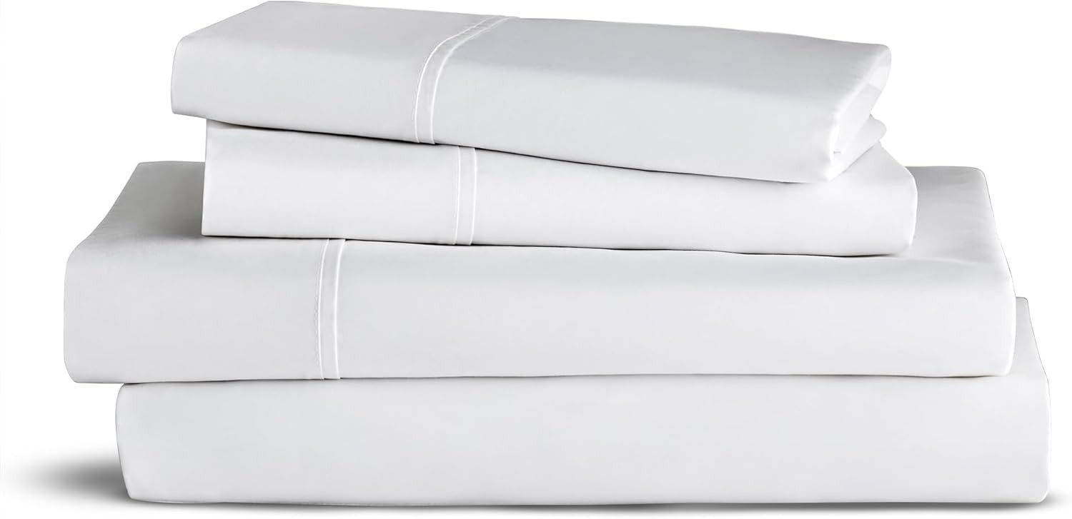 Purity Home 100% Cotton White Sheets for Queen Bed, 400TC Percale Sheets, 4Pc Queen Bed Sheet Set... | Amazon (US)