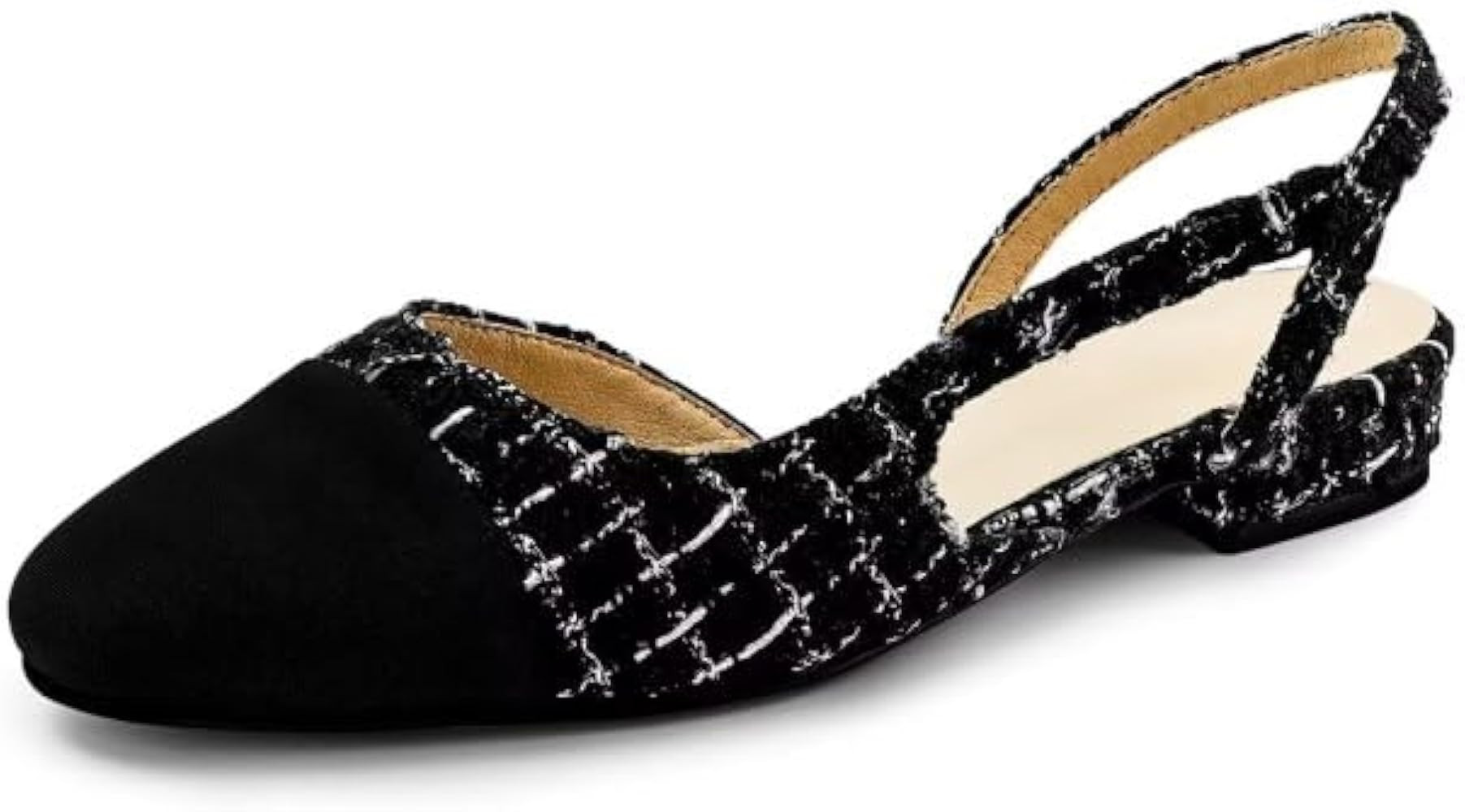 MICIFA Slingback Flats for Women, Round Toe Low Heel Sandals Fashion Splicing Dress Shoes for Wom... | Amazon (US)