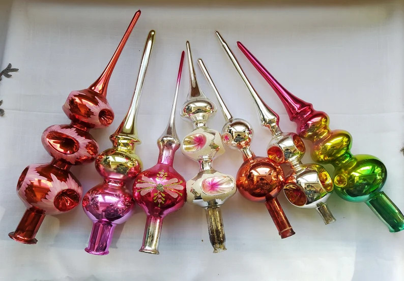 Vintage Christmas Tree Top Glass Ornament Big Size Hand - Etsy | Etsy (US)