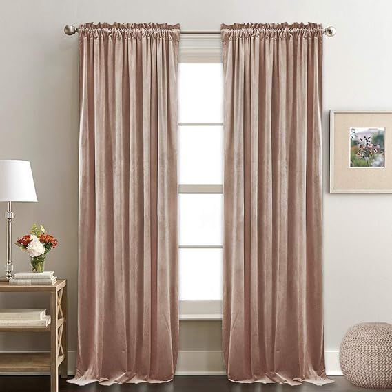 RYB HOME Decor Room Darkening Velvet Curtains for Bedroom, Draperies with Dual Rod Pockets, Light... | Amazon (US)