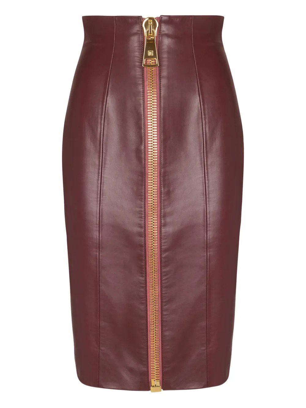 Balmain lambskin-leather zip-front Mini Skirt | Red | FARFETCH FR | Farfetch Global