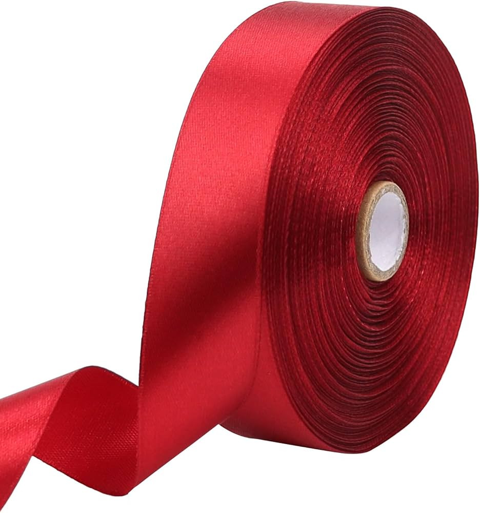 Deep red Solid Satin Ribbon 1 Inch 50 Yards Solid Polyester Fabric Ribbon for Gift Wrapping Weddi... | Amazon (US)