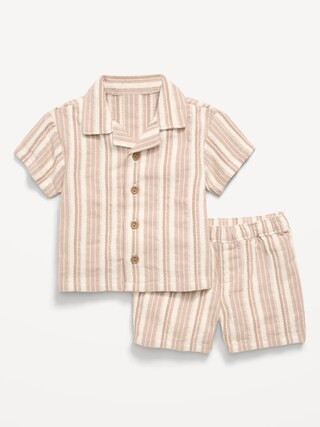 Short-Sleeve Textured Striped Shirt and Shorts Set for Baby | Old Navy (US)