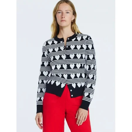 Free Assembly Women's and Women's Plus Solid, Stripe, & Print Classic Cozy Yarn Cardigan Sweater, Lightweight, Sizes XS-4X | Walmart (US)