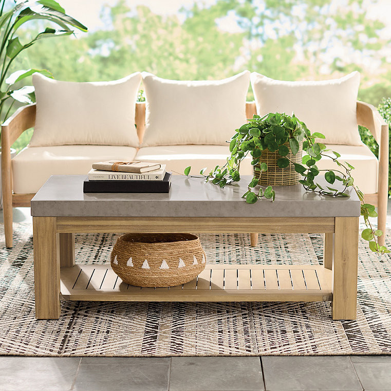 Monterrey Cement Rectangle Outdoor Outdoor Coffee Table - Grandin Road | Grandin Road