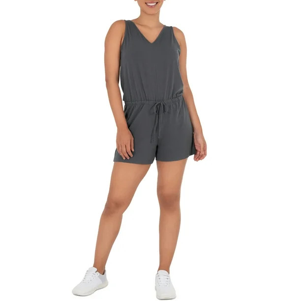 Athletic Works Women's Athleisure Double V-Neck Romper | Walmart (US)
